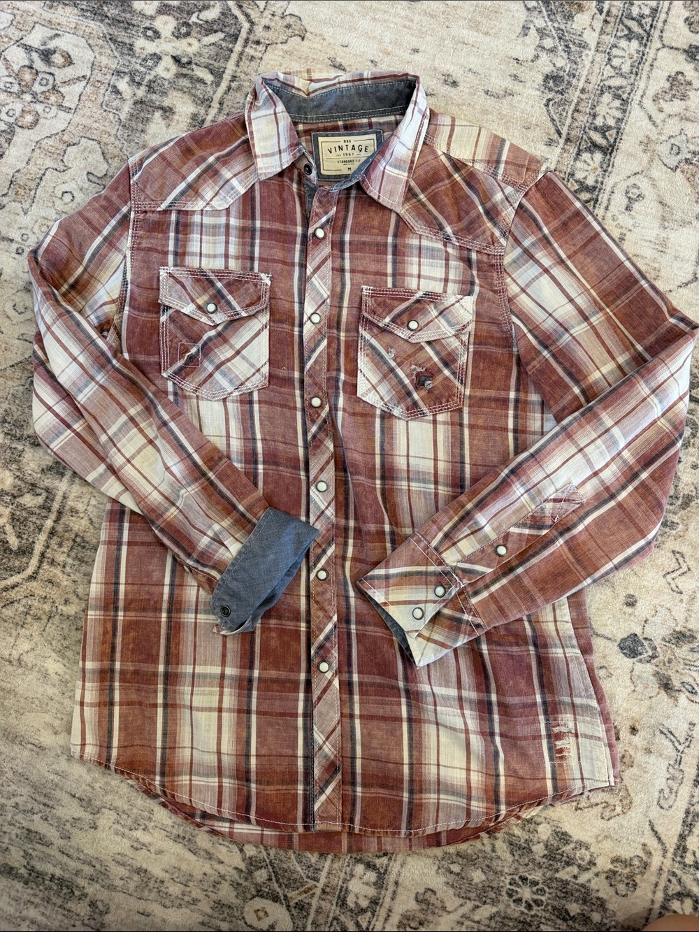 Buckle BKE Pearl Snap Western Plaid Shirt